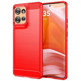 Motorola Edge 50 Børstet TPU Cover - Karbonfiber - Rød