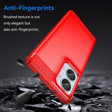 Motorola Edge 50 Fusion/G96 Børstet TPU Cover - Karbonfiber - Rød