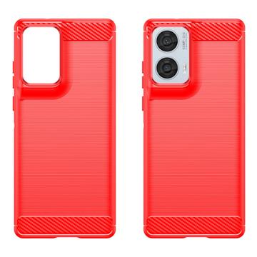 Motorola Edge 50 Fusion/G96 Børstet TPU Cover - Karbonfiber - Rød