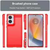 Motorola Edge 50 Fusion/G96 Børstet TPU Cover - Karbonfiber - Rød
