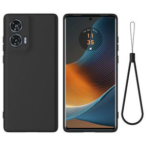 Motorola Edge 50 Fusion/G96 Liquid Silikone Cover med Strop - Sort
