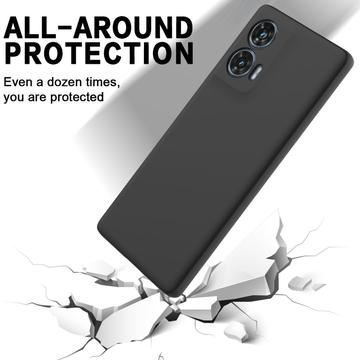Motorola Edge 50 Fusion/G96 Liquid Silikone Cover med Strop - Sort
