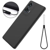 Motorola Edge 50 Fusion/G96 Liquid Silikone Cover med Strop - Sort