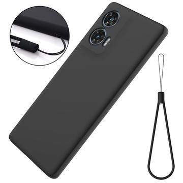 Motorola Edge 50 Fusion/G96 Liquid Silikone Cover med Strop - Sort