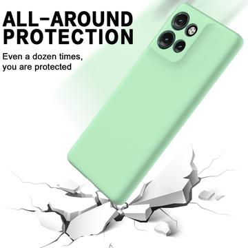 Motorola Edge 50 Neo Liquid Silikone Cover med Strop - Grøn