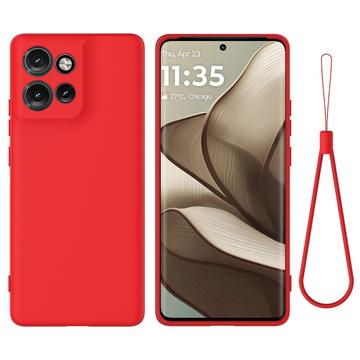 Motorola Edge 50 Neo Liquid Silikone Cover med Strop - Rød