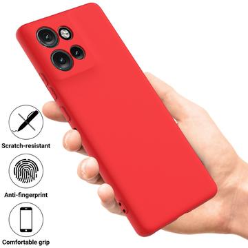 Motorola Edge 50 Neo Liquid Silikone Cover med Strop - Rød