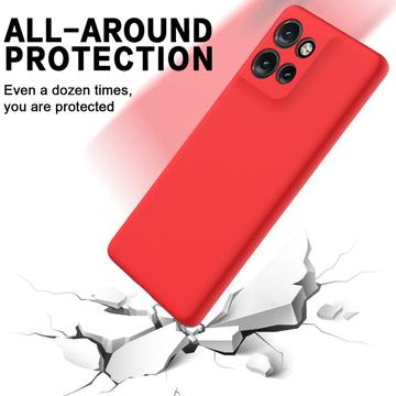 Motorola Edge 50 Neo Liquid Silikone Cover med Strop - Rød