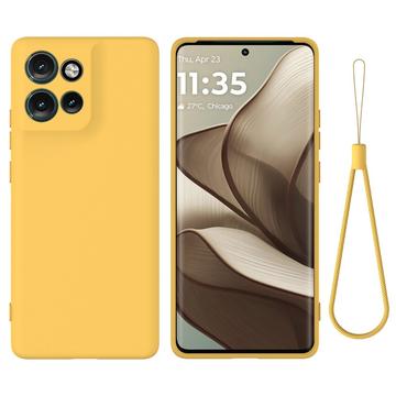 Motorola Edge 50 Neo Liquid Silikone Cover med Strop - Gul