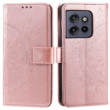 Motorola Edge 50 Neo Mandala Series Etui med Pung - Rødguld