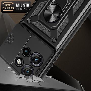 Motorola Edge 50 Neo Roterende Ring Hybrid Cover med Kameraskjold - Blå