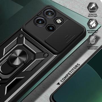 Motorola Edge 50 Neo Roterende Ring Hybrid Cover med Kameraskjold - Blå