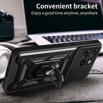 Motorola Edge 50 Neo Roterende Ring Hybrid Cover med Kameraskjold - Blå
