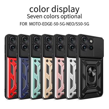 Motorola Edge 50 Neo Roterende Ring Hybrid Cover med Kameraskjold - Rød