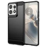 Motorola Edge 50 Pro Børstet TPU Cover - Karbonfiber - Sort