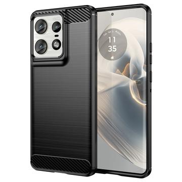 Motorola Edge 50 Pro Børstet TPU Cover - Karbonfiber - Sort