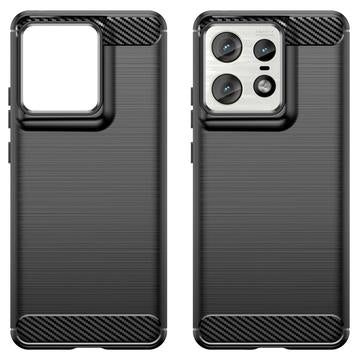 Motorola Edge 50 Pro Børstet TPU Cover - Karbonfiber - Sort