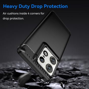 Motorola Edge 50 Pro Børstet TPU Cover - Karbonfiber - Sort