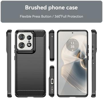 Motorola Edge 50 Pro Børstet TPU Cover - Karbonfiber - Sort