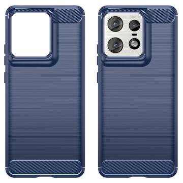 Motorola Edge 50 Pro Børstet TPU Cover - Karbonfiber - Blå