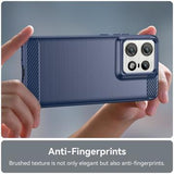 Motorola Edge 50 Pro Børstet TPU Cover - Karbonfiber - Blå