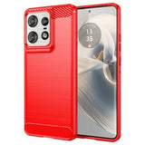 Motorola Edge 50 Pro Børstet TPU Cover - Karbonfiber - Rød