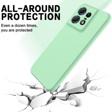 Motorola Edge 50 Pro Liquid Silikone Cover med Strop - Grøn