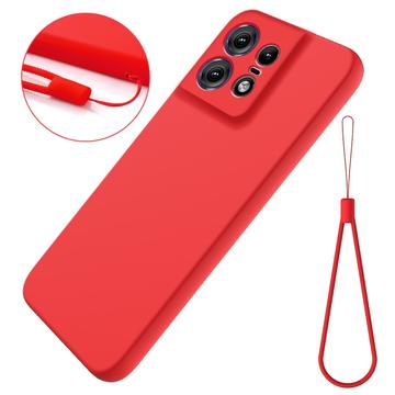 Motorola Edge 50 Pro Liquid Silikone Cover med Strop - Rød