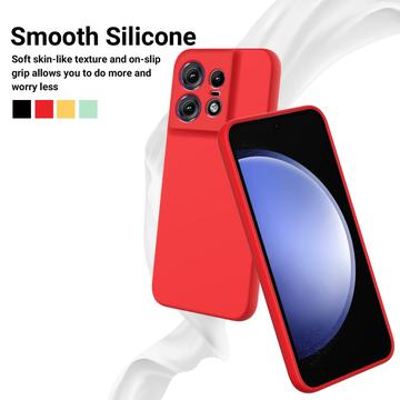 Motorola Edge 50 Pro Liquid Silikone Cover med Strop - Rød