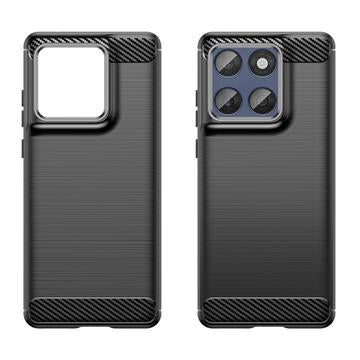 Motorola Edge 60/60 Fusion Børstet TPU Cover - Karbonfiber - Sort