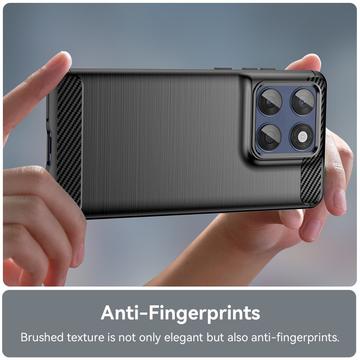 Motorola Edge 60/60 Fusion Børstet TPU Cover - Karbonfiber - Sort