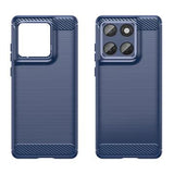Motorola Edge 60/60 Fusion Børstet TPU Cover - Karbonfiber - blå