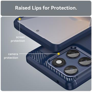 Motorola Edge 60/60 Fusion Børstet TPU Cover - Karbonfiber - blå