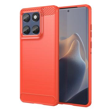 Motorola Edge 60/60 Fusion Børstet TPU Cover - Karbonfiber - rød