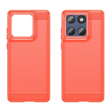 Motorola Edge 60/60 Fusion Børstet TPU Cover - Karbonfiber - rød