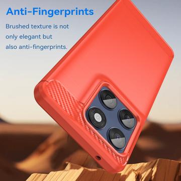 Motorola Edge 60/60 Fusion Børstet TPU Cover - Karbonfiber - rød