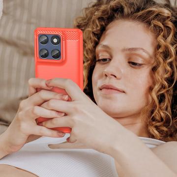 Motorola Edge 60/60 Fusion Børstet TPU Cover - Karbonfiber - rød