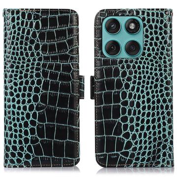 Motorola Edge 60 Fusion Crocodile Series Læderpung med RFID - Grøn