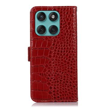 Motorola Edge 60 Fusion Crocodile Series Læderpung med RFID - Rød