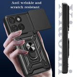 Motorola Edge 60 Fusion Roterende Ring Hybrid Cover med Kameraskjold - Sort