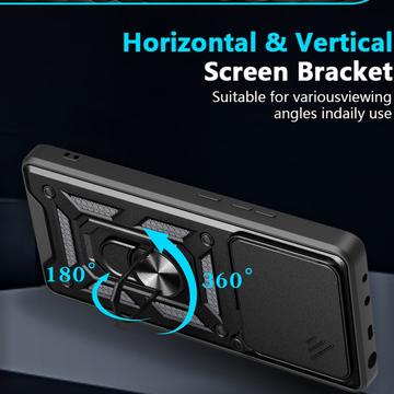 Motorola Edge 60 Fusion Roterende Ring Hybrid Cover med Kameraskjold - Blå