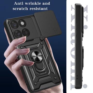 Motorola Edge 60 Fusion Roterende Ring Hybrid Cover med Kameraskjold - Blå