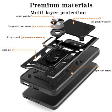 Motorola Edge 60 Fusion Roterende Ring Hybrid Cover med Kameraskjold - Rødguld