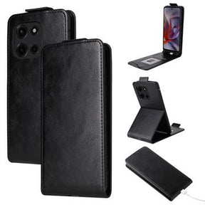 Motorola Edge 60 Fusion Vertikal Flip Taske med Kortholder - Sort