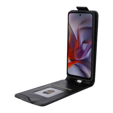 Motorola Edge 60 Fusion Vertikal Flip Taske med Kortholder - Sort