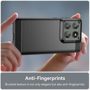 Motorola Edge 60 Pro/Edge (2025) Børstet TPU Cover - Karbonfiber - Sort