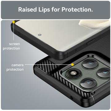 Motorola Edge 60 Pro/Edge (2025) Børstet TPU Cover - Karbonfiber - Sort