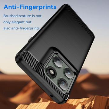 Motorola Edge 60 Pro/Edge (2025) Børstet TPU Cover - Karbonfiber - Sort