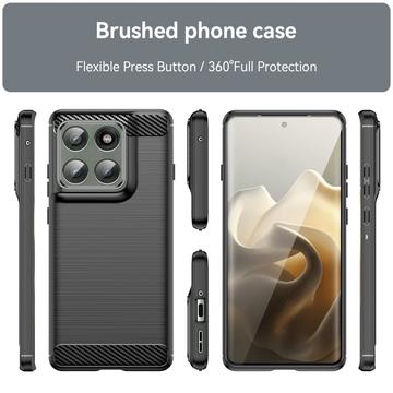 Motorola Edge 60 Pro/Edge (2025) Børstet TPU Cover - Karbonfiber - Sort
