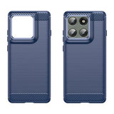 Motorola Edge 60 Pro/Edge (2025) Børstet TPU Cover - Karbonfiber - blå